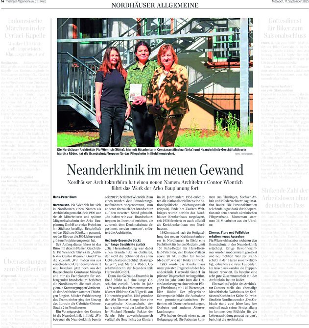 Artikel in der Nordhäuser Thüringer Allgemeinen  (Foto: Thüringer Allgemeine, Redaktion Nordhausen)